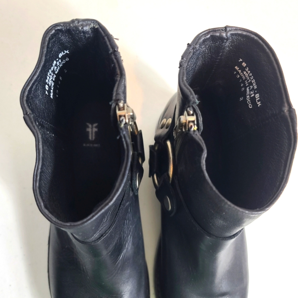 FRYE Veronica Short Harness Moto Western Boots in Black Size 7 - Picture 8 of 15